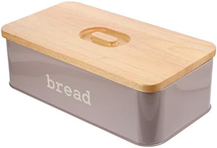 Кутија За Леб За Складирање На Хемотон Метал, Метална Кутија За Контејнери За Кујнски Леб Со Дрвен Капак, Сад За Складирање Леб, Го Одржува