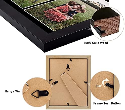 Голден Стејт Арт, 8,5х11 црна дрвена рамка за слика - црна мат за фотографии од 2-5х7 или сертификат 8,5х11 без МАТ - Вистинско стакло - штанд