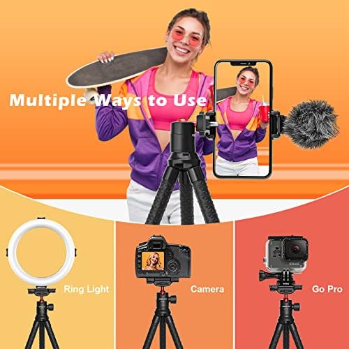 Kingjoy Камера за камера Мини флексибилен штанд со статив со скриен држач за далечински бленда Универзален за iPhone 13 12 Pro Max XS Max