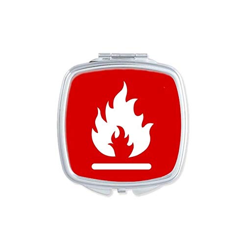 Оган Црвениот Плоштад Предупредување Марк Огледало Пренослив Компактен Џеб Шминка Двострано Стакло