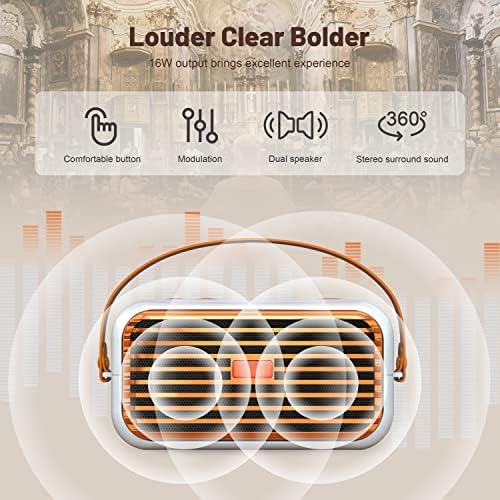 Ретро Bluetooth Звучник: Пренослив Гроздобер Звучник Со Кристално Чист Стерео Звук Богат Бас, Безжичен Ретро Радио Звучник Со Стар