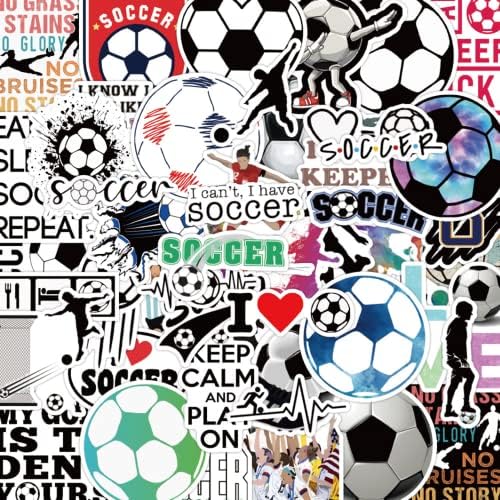50 парчиња фудбалски налепници, фудбалски спортови декорации винил водоотпорен за лаптоп скејтборд шлем за гитара Телефонски куќиште