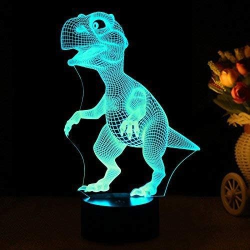 TISCEN 3D илузија ноќна светлина, LED ламби за маса, ноќни светла на диносауруси, 7 бои USB полнење осветлување спална соба дома декорација за деца Божиќ за Ноќта на вештерк