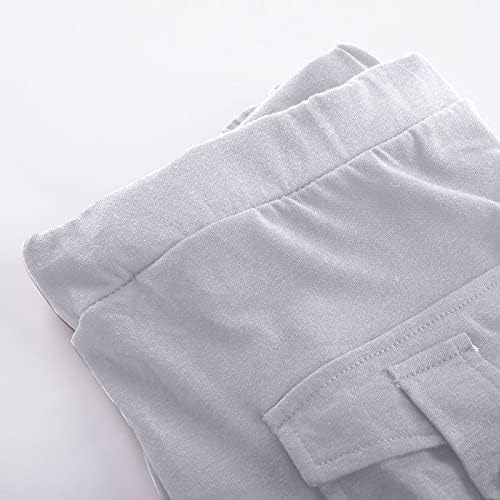 Јога панталони за жени плус големина со големина на половината капри панталони обични панталони со широки нозе, панталони за вежбање со џебови