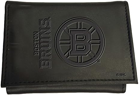 Тимска спортска Америка НХЛ Бостон Бруинс Црн паричник | Три-пати | Официјално лиценцирано печатно лого | Направено од кожа | Организатор на