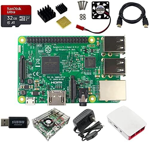 Digishuo 9 во 1 Комплетен комплет за стартување Raspberry Pi 3 Model B Module & Two Casues & HDMI кабел и 32G SD картичка и FAN FAN & P