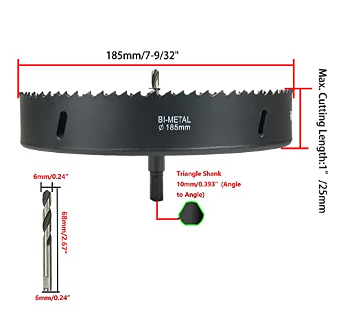 Rannb Hole видна 185мм/7-9/32 dia bi -metal дупка пила за дупчење на сечилото за дупчење за дрво и метал