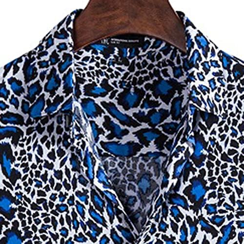 Копчиња за масти на XXBR надолу со кошули 2022 пролетни кошули Обична кошула за печатење со леопард, долга ракав кошула копче за вртење јака од јака од јака пред лесна ј?