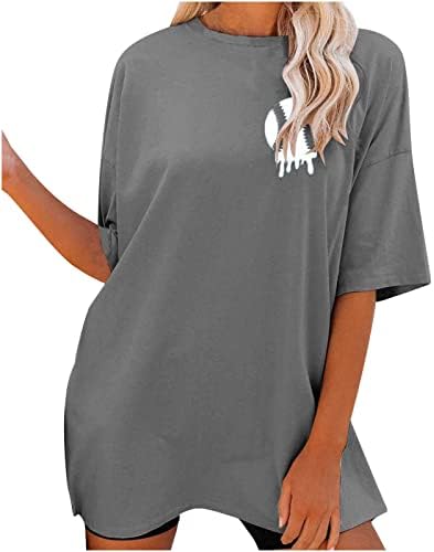 Tunuskat Преголеми кошули за жени бејзбол мама графички маички летни обични спортски салата маички печатени лабава симпатична голема маица