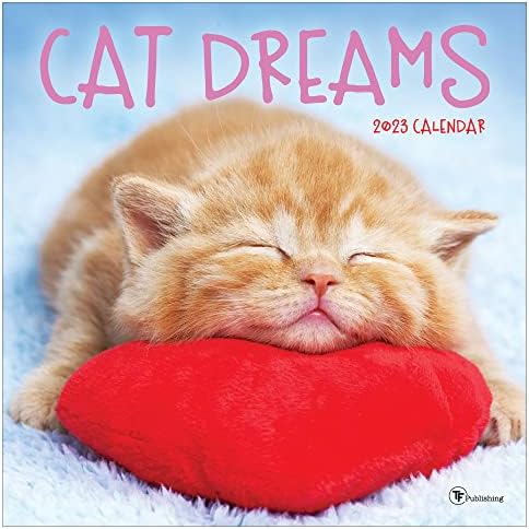 TF Publishing Cat Dreams 2023 Wallиден календар 12 месеци | Премиум 2023 календарски wallид | Голем wallиден календар 2023 месечно