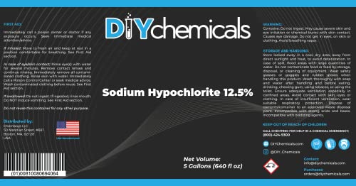 DIYChemicals натриум хипохлорит 12,5% - Агент за белење во детергенти, текстил, хартија и пулпи индустрии - направени во САД