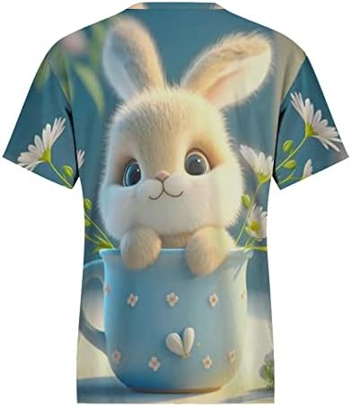 Краток ракав 2023 година со памучен графички памук, среќен подарок, Велигденска јајце блуза, за девојчиња лето есен блуза ФК