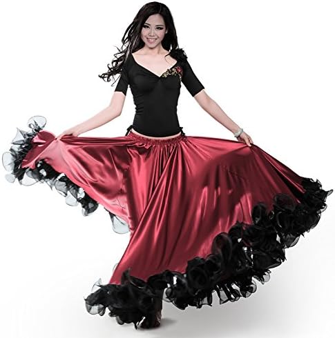 Кралска смола стомак танцување здолниште за жени костим за танцување на стомак фламенко макси целосен племенски атс 25 здолништа од