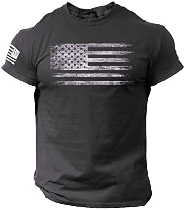 Кошули со маички од бифутон за мажи, САД потресени знамиња маички маички патриотски маички кратки ракави екипаж на екипаж на ден за