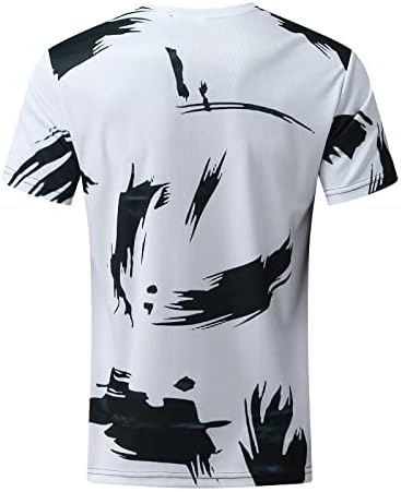 XXBR машки летни маици, ретро потресена печатена маичка за кратки ракави, екипаж на вратот, тренингот на вратот, обични тенок