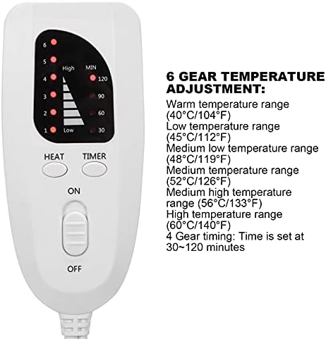 Подлога за греење на PLPLAAOO за грб, вратот, коленото, нозете и рамото олеснување на болката, подлогата за греење со 6 поставки на InstaHeat и 4 тајминг на менувачот, сива еле?