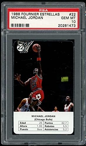 Michael Jordan Card 1988 Fournier Estrellas 22 PSA 10 - непотпишани кошаркарски картички