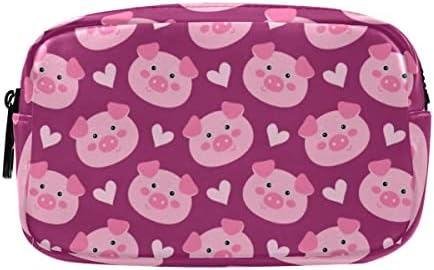 Глафи ​​симпатична цртана рунда свињи розова молив кутија со голем капацитет, торбичка за молив, козметичка кеса