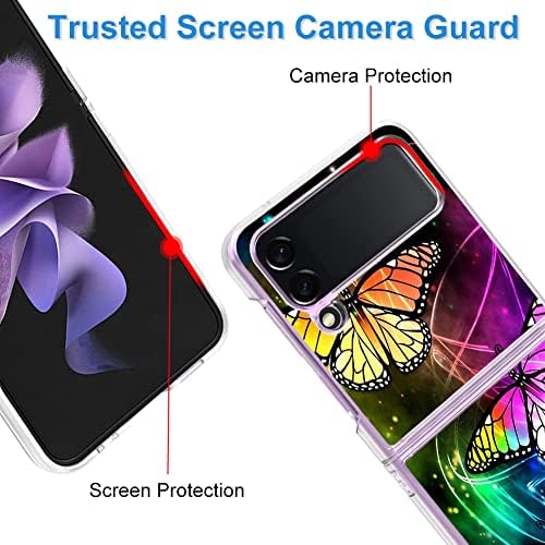 Бонома За Samsung Galaxy Z Flip4 5G Јасен Случај, Со Пеперутка Во Боја, ОТПОРЕН НА Гребење Tpu Гумен Браник Заштитен Капак Отпорен На