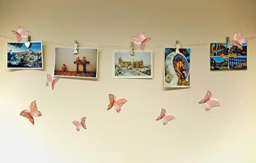 Risshine 12pcs 3 големини 3Д металик шуплива пеперутка DIY wallидни декорации налепници Декор за расадник деца спална соба канцеларии забава