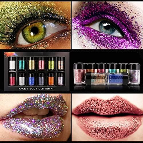 12 бои сјајни поставени убави сјајни уметнички сјај за козметички фестивал за шминка за Ноќта на вештерките