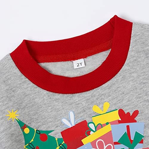 Retsugo Toddler Boy Christmas Brignter Bleece Jumper Crewneck Sweatshirt Santa Claus Readers Snowman Graphic Pullover кошула
