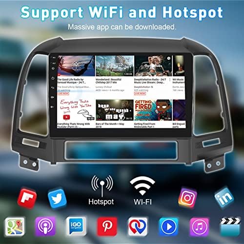 Roinvou Android Double Din Stereo Radio For Hyundai Santa Fe 2006-2012, 9 '' Поддршка за поддршка на екран на допир Сплит екран аудио