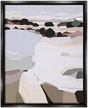 СТУПЕЛ ИНДУСТРИИ Апстрактна езерска карпа Пејзаж Сликарство лебдечка врамена wallидна уметност, Дизајн од Никита Јаривала