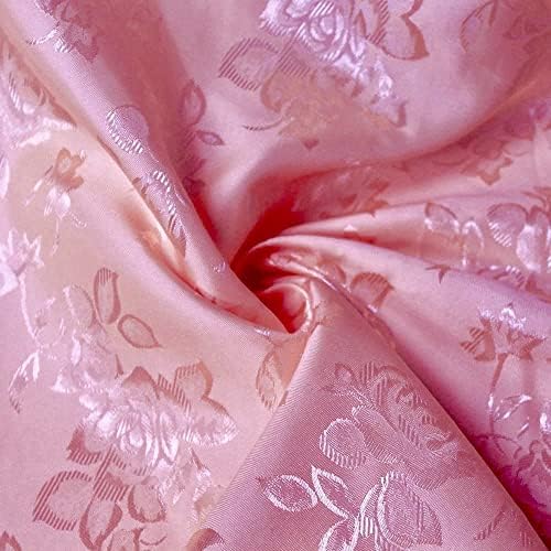 Кајла Розова Полиестерска Цветна Жакард Брокат Сатенска Ткаенина покрај Дворот-10004