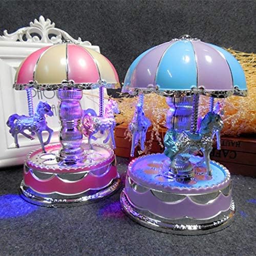 Хахалис предводеше светлечка музичка кутија со луксузни луксузни бои кои се менуваат ротирачки музички кутии со 3 коњи Деца девојки роденденски