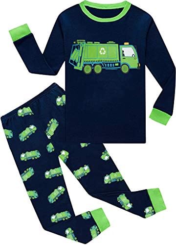 Малку рака за деца со мали деца пижами чудовиште камион памук деца диносаурус 2 парчиња камион PJS облека за спиење сет 2-7 години