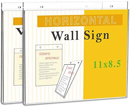 Универзален држач за знаци на wallидови, 11 x 8,5, хоризонтална, чиста, 2/пакет