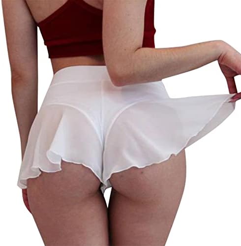 Секси мини високи половини танцувачки шорцеви жени разгалени пол -танцувачки шорцеви топли панталони тесни шорцеви чиста мрежа течна долна