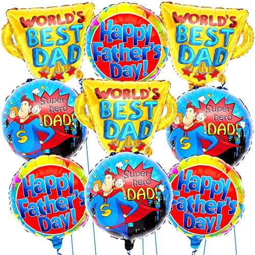 Katchon, големи балони на денот на среќните татковци - пакет од 9 | Декорација на ден на среќни татковци, трофејски балони | Балони за фолија на