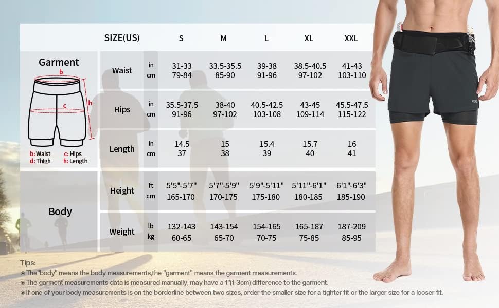 Arsuxeo 2 во 1 трчање шорцеви за мажите што ги опфаќаат џебовите за вежбање за вежбање атлетски шорцеви