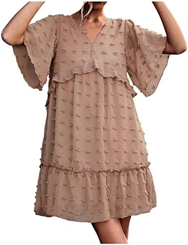 Амикадом Внек Шифон фустан за тинејџерски девојки есен лето кратко ракав миди лабав вклопување во случај на основни фустани јуниори облека y2k