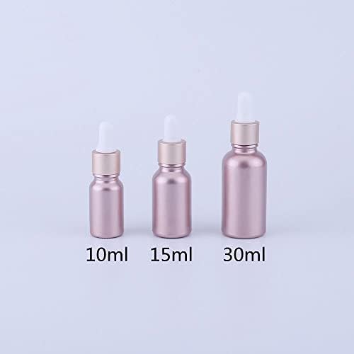 WSSBK 10PCS 10 ml розово стаклено шише празно козметичко пакување сад со шишиња со есенцијално масло шишиња