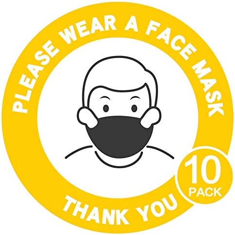 10 пакет 8 инчи маска за лице потребна налепница за знаци | „Ве молиме, облечете маска за лице“ за потсетник за потсетник | Декларација за јавна