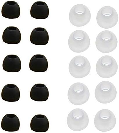 Earbudz 20 парчиња средно силиконски капаче за капаче на капакот на капакот на капакот - 10 црна, 10 чиста
