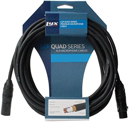Lyxpro Quad Series 25 ft XLR 4-Conductor Star Quad Балансиран микрофон кабел за висок квалитет и јасност на звук, екстремен