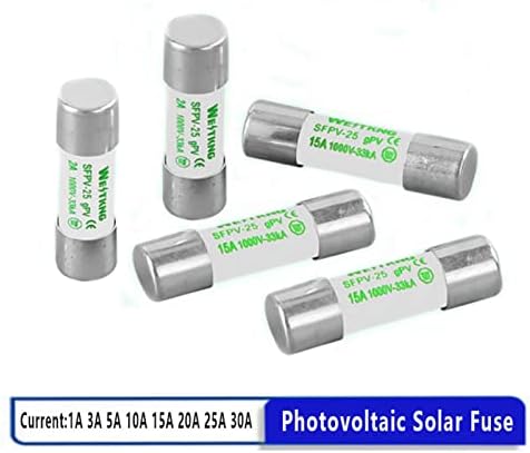 Tioyw PV Solar Fuse 1000V DC 10 * 38mm 1A 3A 5A 10A 15A 20A 25A 30A за фотоволтаичен систем за напојување чисто сребрено стопење