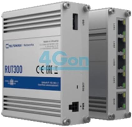 Teltonika RUT300 000100 Router Industrial Ethernet, цврсто куќиште на алуминиум, компатибилен со системот за управување со далечинско