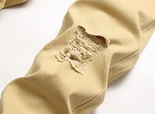 Машки искинати слаби фармерки за истегнување гроздобер потресени права панталони со тексас редовно се вклопуваат уништени панталони од