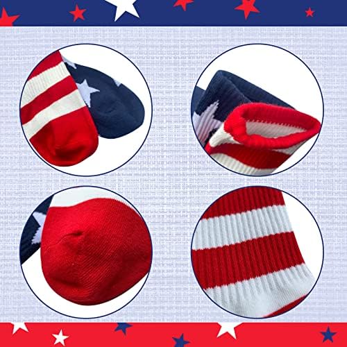 ЦВВ Американско Знаме Чорапи За Мажи или Жени 4 јули Средни Чорапи Ѕвезда И Лента Подароци За Денот На Патриотската Слобода
