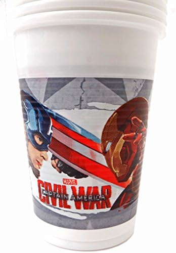 Единствена Партија 72238 - 200мл Капетан Америка Граѓанска Војна Пластични Чаши, Пакет од 8