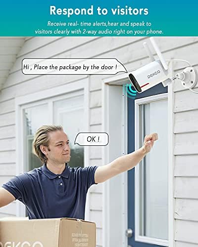 Надворешна Безбедносна Камера - Декко 2к Пан Ротирачки 180° Жични Wifi Камери За Домашна Безбедност Со Двонасочно Аудио, Ноќно Гледање,