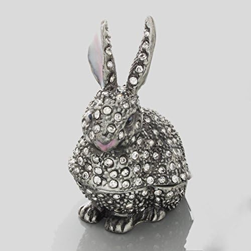 Повод Галерија сребрен тон изваден и емајлиран зајаче зајак кутија, колекционерски домашен декор, мал