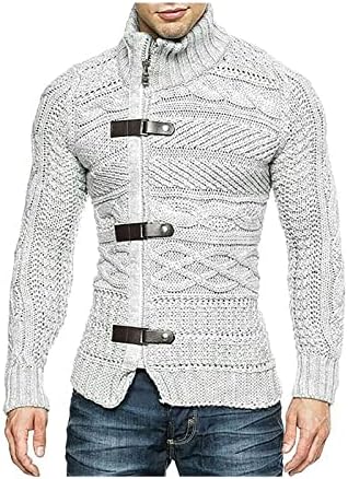 ADSSDQ Преголема зимска пешачка јакна Менс Долги ракави Класични џемпери Зипуп Цврста боја Опремена стока