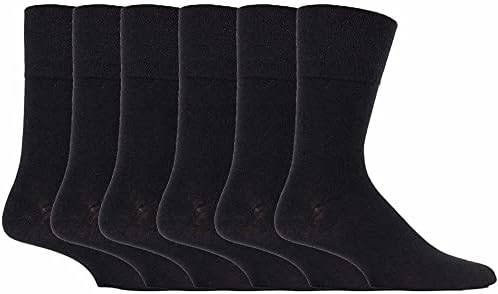 Дијабетични чорапи за мажи 6 пара-не-еластичен мек врв со екстра истегнување и обични машки дијабетични чорапи-големина 7-12 САД