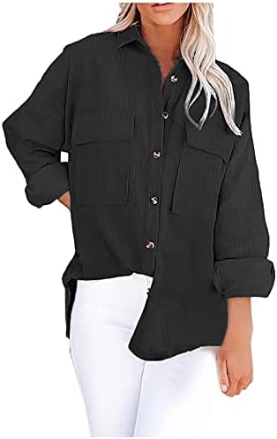 Копче за женски корпурој на Kcjgikpok Down Down Burtics Обични долги ракави преголеми блузи врвови обични јакна со џебови
